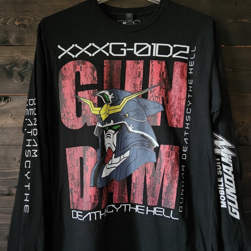 atsuko Mobile Suit Gundam Men's L Long  Sleeve T-Shirt Black NEW - Picture 5 of 11